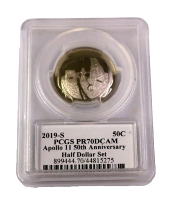 2019-S 50C Apollo 11 50th Anniversary Half Dollar Set PCGS PR70DCAM Len Buckley - Image 1 of 2