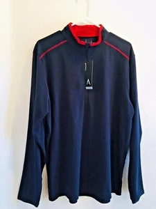 Antigua 1/4 Zip Pullover Performance Top Men's Size L Glacier Navy/Red Trim - Picture 1 of 7