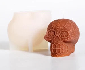 Dia de los Muertos 3D Sugar Skull Reusable Silicone Mould Candle Resin Craft DIY - Picture 1 of 8