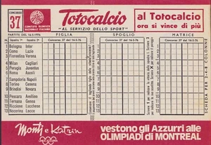 TOTOCALCIO schedina n. 37 del 16/5/1976 - Foto 1 di 1