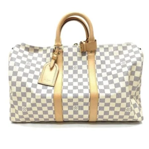 Louis Vuitton Damier Azur Keepall Bandouliere 45 White Travel Bag LV N48223 S - Picture 1 of 24