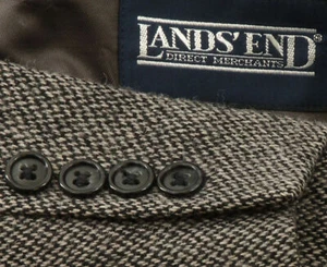 Neu Lands' End Herren grau schwarz Birdseye 100 % Lammwolle Sport Mantel Blazer 39R - Bild 1 von 7