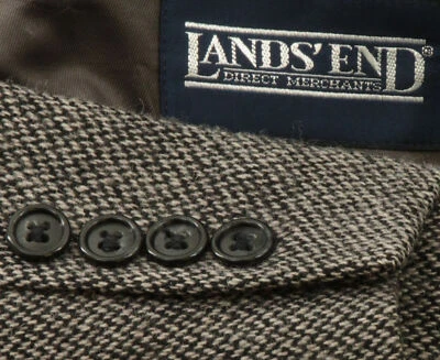 New Lands' End мужской серый черный птичий глаз 100% ягненка шерсти Sport пальто Blazer 39R - Изображение 1 из 4