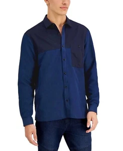 INC International Concepts Men's Long Sleeve Pieced Shirt Blue Navy XS - Picture 1 of 2