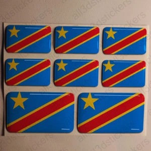 Autocollant République démocratique du Congo Drapeau 3D Résine Adhésif Relief - Imagen 1 de 1