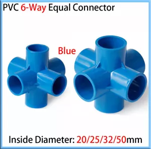 Conector igual de PVC 6 vías azul enchufe presión accesorios de tubería 20 mm 25 mm 32 mm 50 mm - Imagen 1 de 13