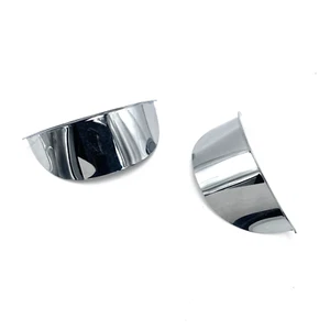 oem Harley Smooth Chrome Passing Auxiliary Fog Lamp Light Visors Pair Genuine - Picture 1 of 9