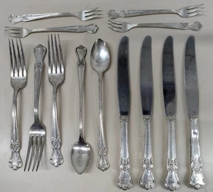 Old Company Plate Signature Rose Pattern "H" Monogram Flatware Silverplate, Lot - Picture 1 of 9