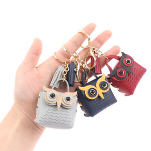 Cartoon Animal Leather Owl Coin Purse Keychain Cute Keyring Car Key Bag Pendant√