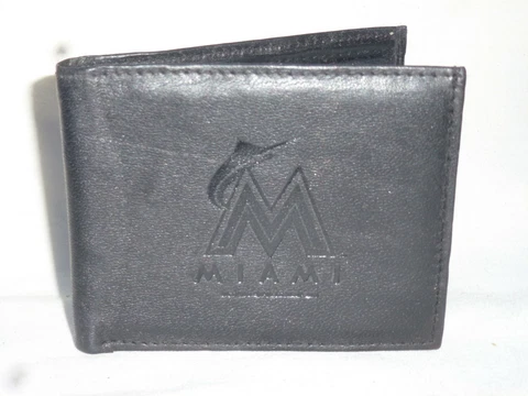 MIAMI MARLINS    Leather BiFold Wallet     NEW     slim black Cover
