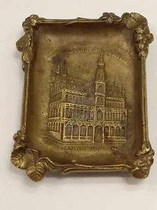 Victorian Grand Tour Era Souvenir De Bruxelles Maison Di Roi Brass Trinket Tray - Picture 1 of 3