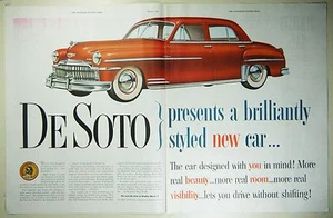 Anuncio impreso de revista grande de 2 páginas DE SOTO Automóvil 1949 vintage - Imagen 1 de 1