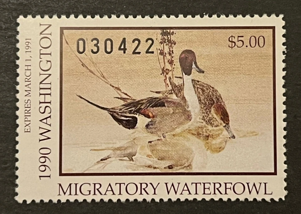 Travelstamps: 1990 US Washington Duck Stamp - Migratory Waterfowl Mint MNH OG - Image 1 of 4