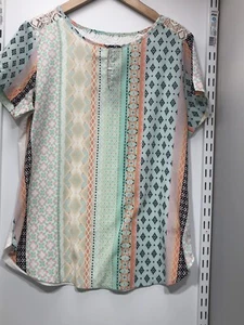 Blusa Camisa Top Van Heusen Geométrica Floral Encaje Para Mujer Talla Pequeña P/S - Imagen 1 de 7