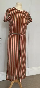And & Other Stories Stripe Dress Orange Green Multi Colour Size UK 8 EUR 36 USED - Picture 1 of 15