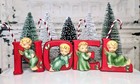 Rare Vintage NOEL Letters With Angels Figurines Japan MCM Christmas 