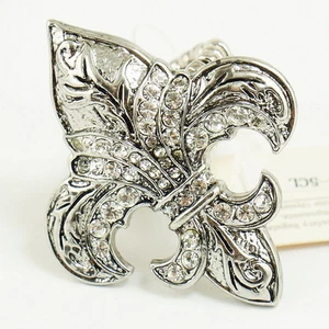 Gothic Saint Fleur De Lis with Swarovski Crystal Ring 7 8 9 10 - Picture 1 of 3