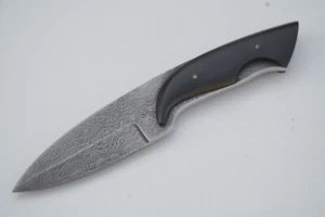 CUSTOM DAMASCUS STEEL NECK KNIFE 6" Full Tang EDC Fixed Blade Ebony Wood Handle - Picture 1 of 8