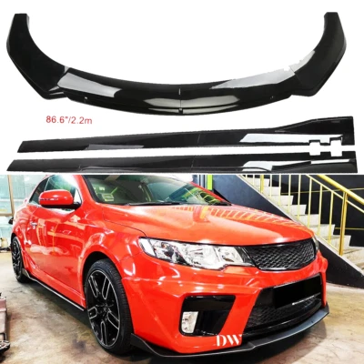 For Kia Forte Koup 10-17 Glossy Black Front Lower Bumper Lip Splitter Spoiler - Image 1 of 4