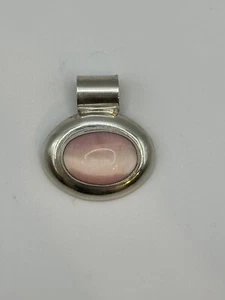 Vintage Sterling Silver Mexico .925 Pink Cat Eye/Rose Quartz Pendant - Picture 1 of 2