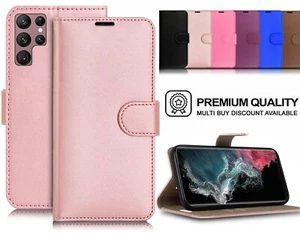 Case for Samsung S24FE S23 S25 Ultra S10 S9 A14 A13 A15 A55 Leather Wallet Stand - Picture 1 of 9