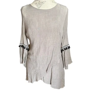 Apt. 9 Women Gray 3/4 Sleeve Top Large 61% Rayon 39% Polyester - Picture 1 of 7