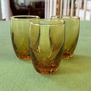 Vintage Libbey Amber Optic Swirl Honey Gold Juice Tumbler 3.5” (Set of 3) - Picture 1 of 4