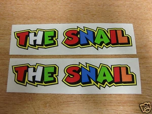 Valentino Rossi style text - "THE SNAIL"  x2 stickers / decals  - 5in x 1in - Picture 1 of 1