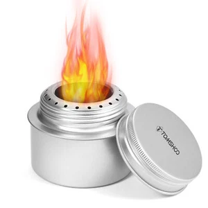 TOMSHOO Portable Mini Aluminum Alloy Alcohol Stove with Lid Outdoor Camping Hik - Picture 1 of 8