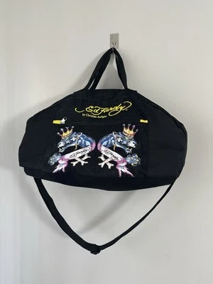 Ed Hardy Double Panther Duffle Bag Gym 00s Tattoo Style Black Red Lining — 第 1/4 张图片
