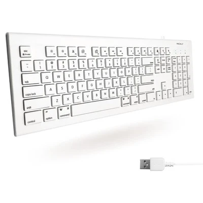 White Wired Full Size USB Mac Keyboard Apple Mac iMac Windows Desktop PC Keys - Image 1 of 4