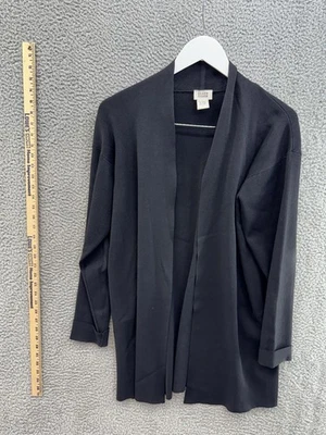 Eileen Fisher Black Slight Sheer Open Robe Women's Size L POG - Image 1 of 4