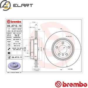 2x BRAKE DISC 09.A712.11 FOR BMW M57D30 3.0L 6cyl 7 E65, E66, E67 N62B48B 4.8L - Picture 1 of 7