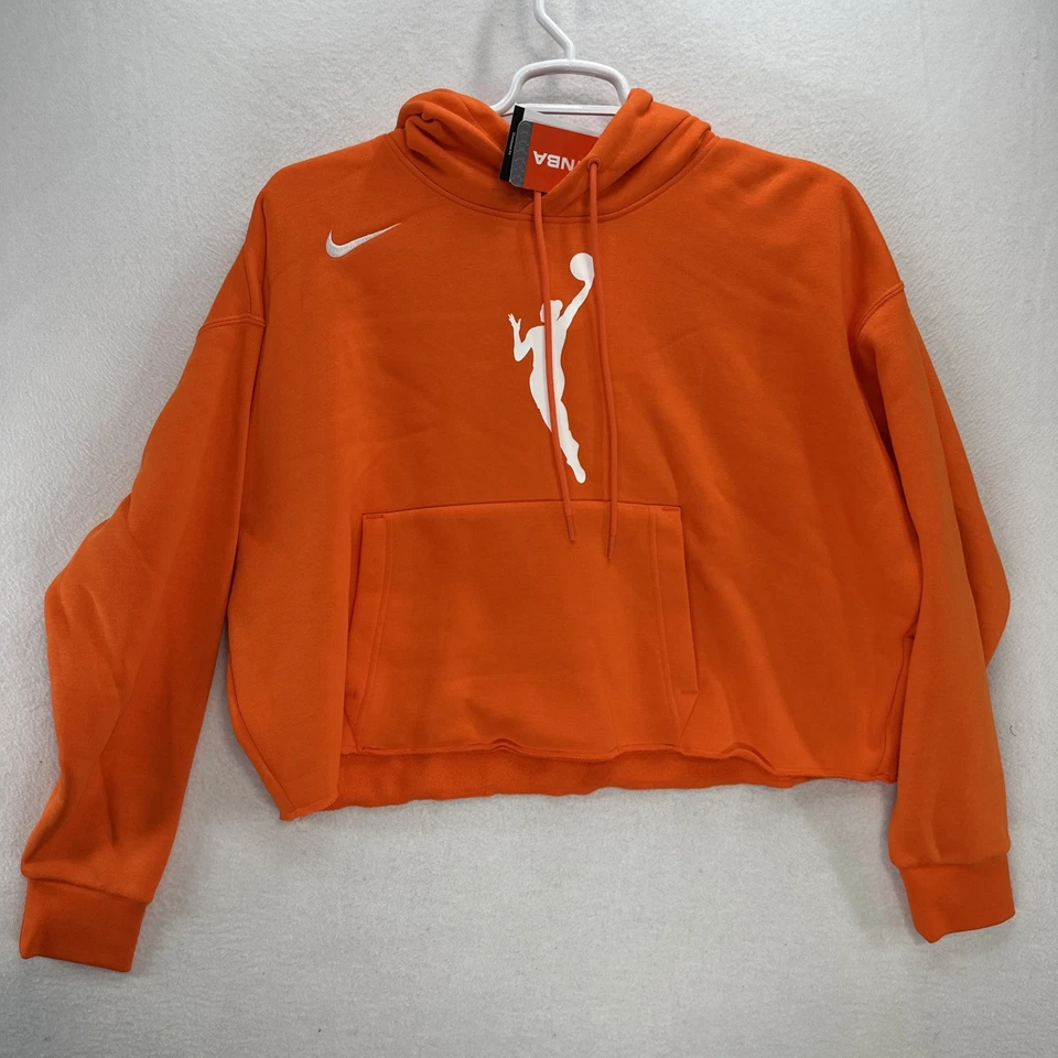 Nike WNBA Team Courtside Oversized Cropped LS Pullover Hoodie Orange WomenXL