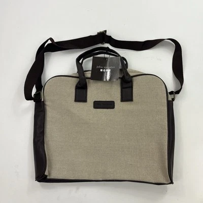 John Varvatos Crema Hombres Lona Bandolera Mensajero Laptop Bolso de Viaje Nuevo con Etiquetas Foto 1 de 4