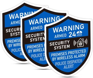 3PCS Security Alarm System Sign for Home, Self-Adhesive Weatherproof Small 24 Ho - Picture 1 of 12