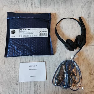 JPL-502S-USB HEADSET USB WIRED STEREO OVER THE EAR NOISE CANCELLING MICROPHONE - Afbeelding 1 van 6