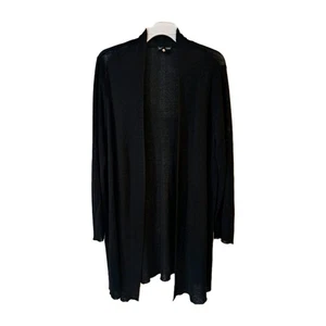  Eileen Fisher Linen Duster Open Cardigan Sweater XL/TG Black Lightweight Gothic - Picture 1 of 6