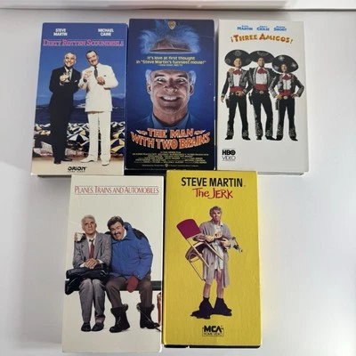 VHS Steve Martin Movie Lot The Jerk Man With Two Brains Three Amigos Dirty Rot - Image 1 of 4