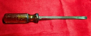 Vintage Craftsman Flat Head Slotted Screwdriver Original Amber Handel 1930s USA - Picture 1 of 4