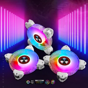 Crystal Diamond RGB Computer Fans Colorful Mute Desktop PC Case Air Cooler - Afbeelding 1 van 14
