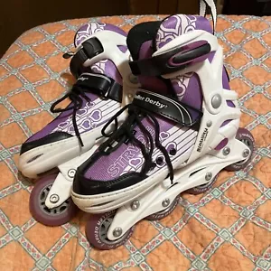 Roller Derby Stryde Inline Skate Roller Blades Girls Adjustable 2-5 White Purple - Picture 1 of 15