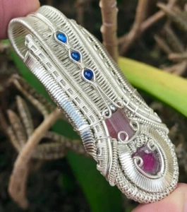 Wire Wrap Pendant, Watermelon Tourmaline Pendant Jewelry Tourmaline Sapphire - Picture 1 of 7