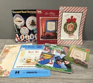 Lot of Seven Cross Stitch Crafting Books Dear God, Christmas.Angel Dumplin - Picture 1 of 9