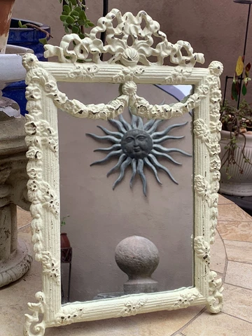 Vintage Victorian Style Distressed Cast Iron Easel Mirror for Table 9x13” Cover