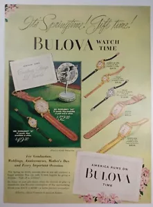 BULOVA Wrist Watch America Time Green Spring Men Women Colorful Vintage Print Ad - Picture 1 of 1
