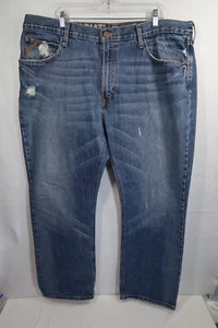 Ariat Jeans Low Rise Boot Cut Mens Size 40x32 Blue Jeans Cowboy Distressed - Picture 1 of 12