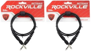2 Rockville RCTR103B Black 3' 1/4'' TRS to 1/4'' TRS Cable 100% Copper - Picture 1 of 2