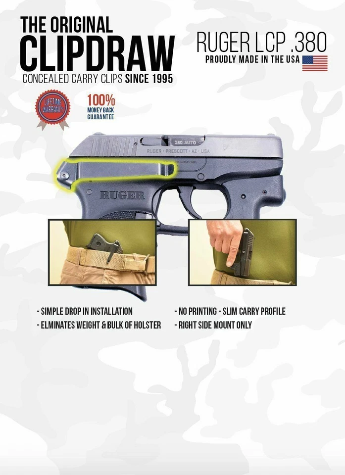 Clip de cinturón de pistola oculta Clipdraw para Ruger LCP negro Foto 1 de 4