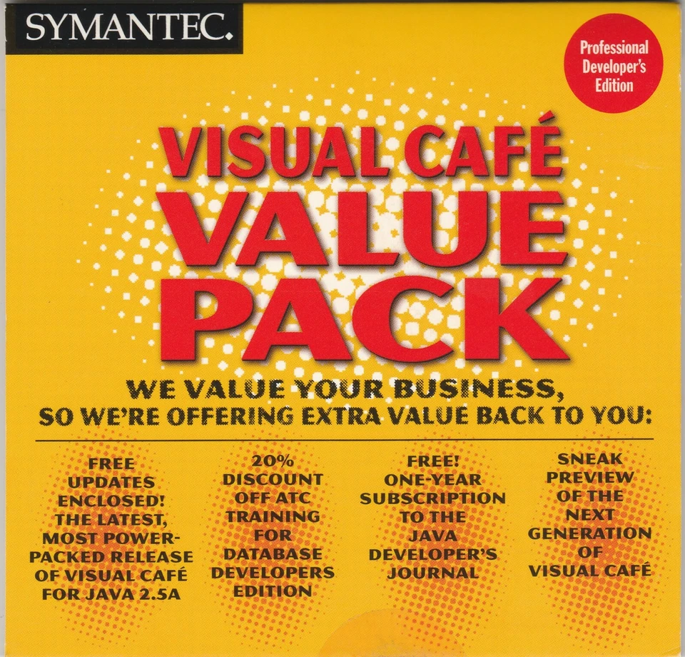 Symantec Visual Cafe Value Pack for Professional Developer's Edition ~ CD-ROM - Image 1 of 2